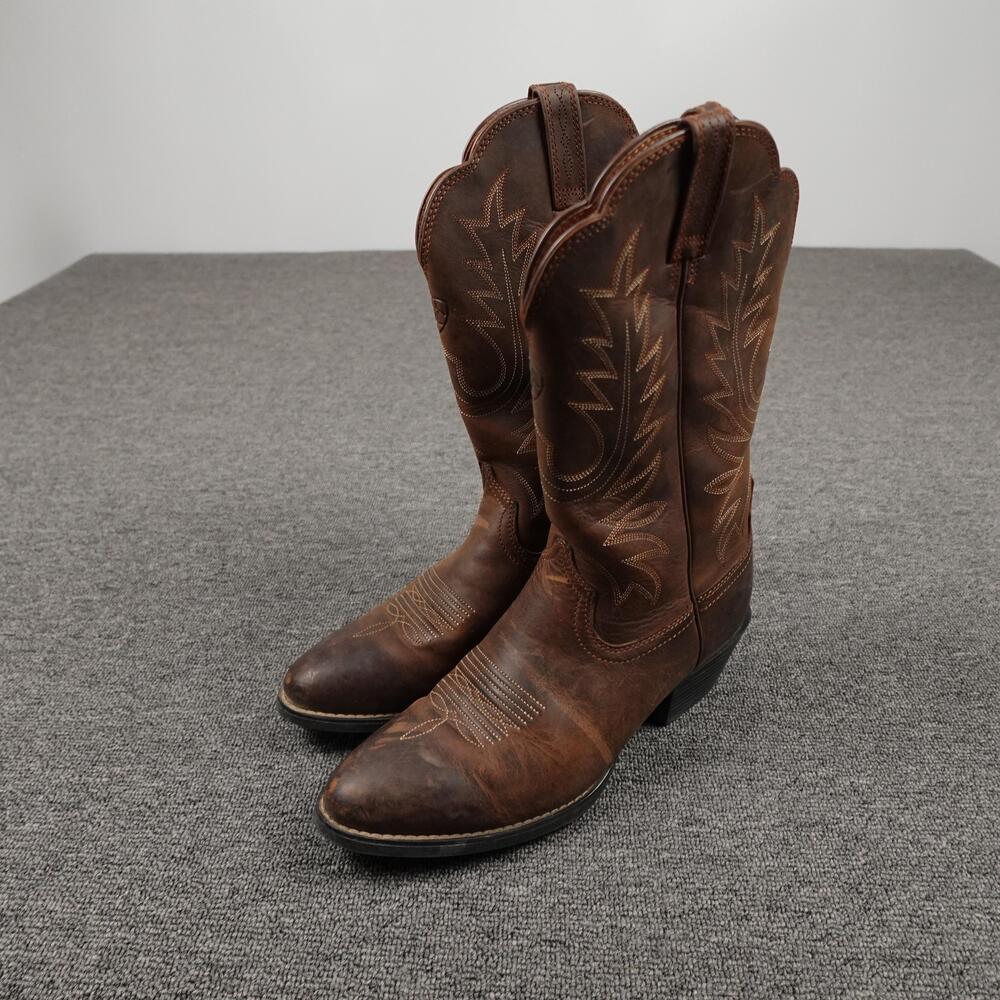 Ariat Boots Womens Size 7.5 B Brown Leather Western Cowboy Mid Calf 10001201